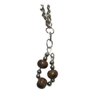Elegant Silver and Brown Beaded Necklace